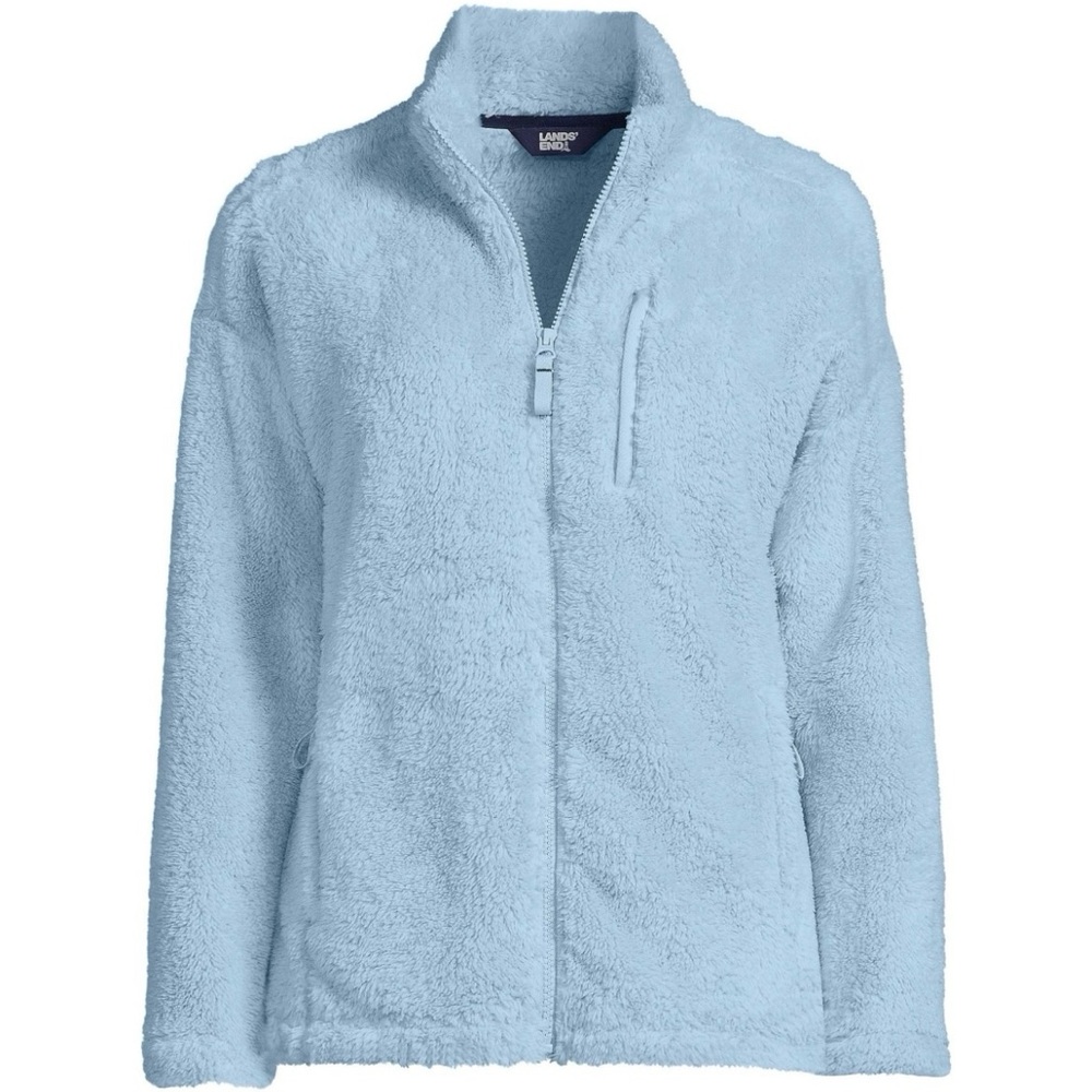 Lands’ End Women’s Light Blue Long Sleeve Cozy Full Zip Jacket Size Large